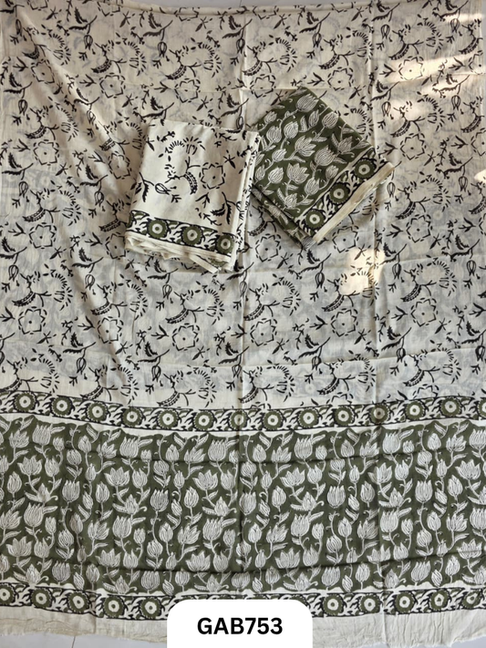 Handblock Cotton Suits With Mulmul Cotton Dupatta | Top 2.5 Mtr Dupatta 2.5 Mtr