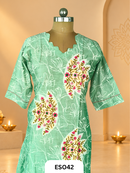 Pure cotton Aplique handwork embroidery Top Dress material
