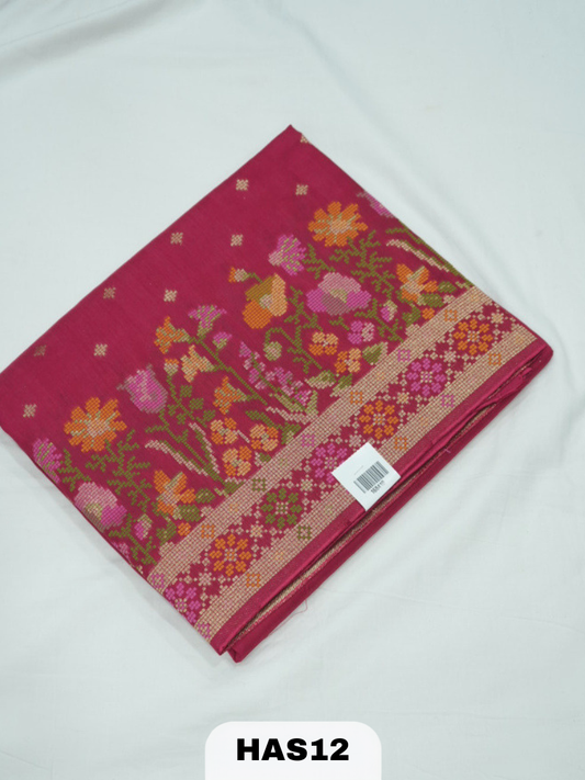 BANARAS RUSSIAN CROSS STICHED SILK SAREE