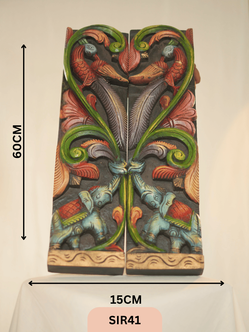 WOODEN ELEPHANT WALL PANEL DECOR - Height 24" INCH, WIDTH 6"INCH