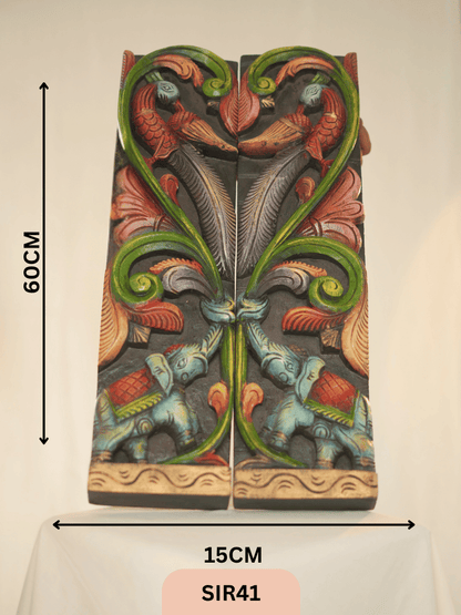 WOODEN ELEPHANT WALL PANEL DECOR - Height 24" INCH, WIDTH 6"INCH
