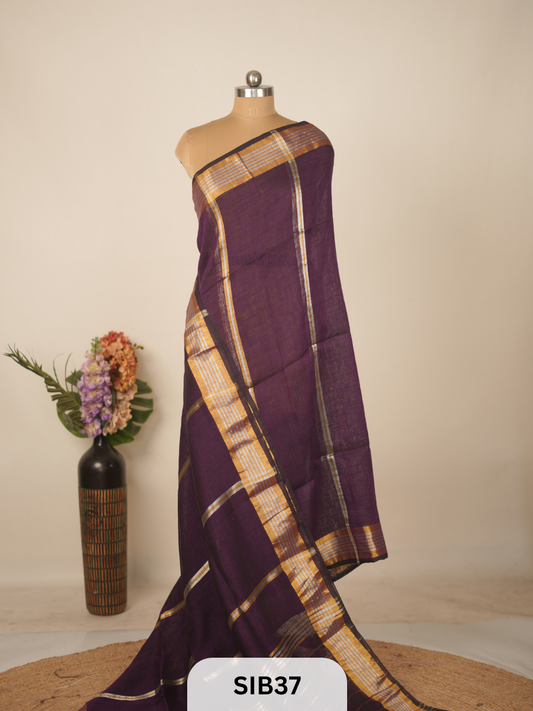 PURE JAYASHREE LINEN WITH COTTON SAREE - HANDLOOM