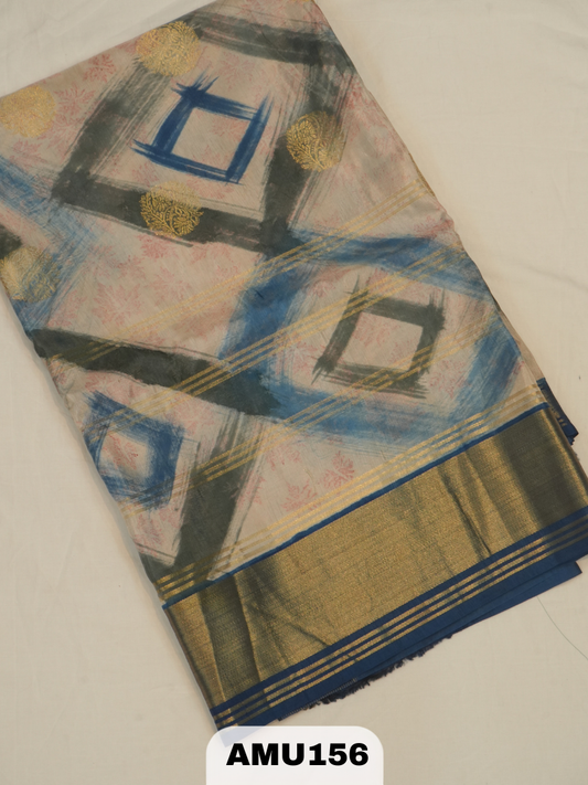 BANARAS RUSSIAN SILK SAREE WITH PRINTED