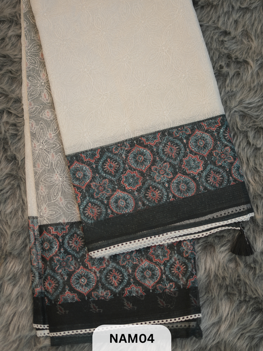 KOTA X CHIKANKARI HANDBLOCK PRINT SAREE