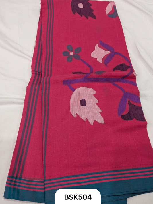 Handloom Pure Mul Cotton With Jamdhani Weave Saree