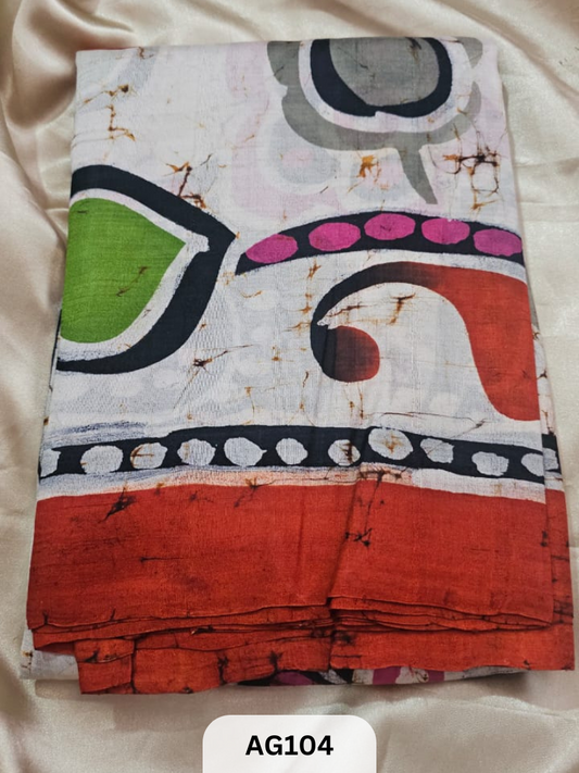 MURSHIDABAD HAND BATIK PAINTED SILK SAREE
