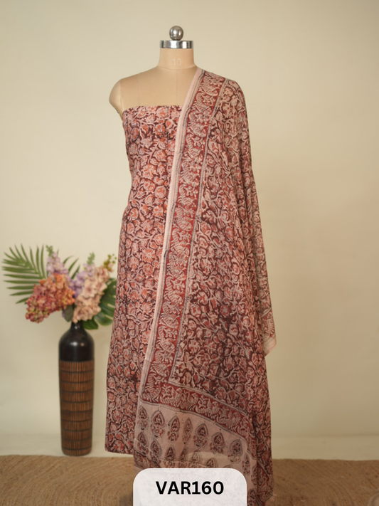 PURE HANDBLOCK KALAMKARI COTTON-2 PCS-TOP & DUPPATA