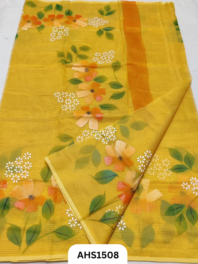 Pure Kota Cotton Tissue Brush Paint Saree