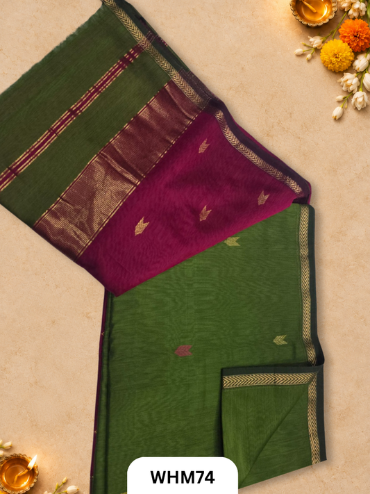 Maheshwari Handloom Small Border Butti Saree