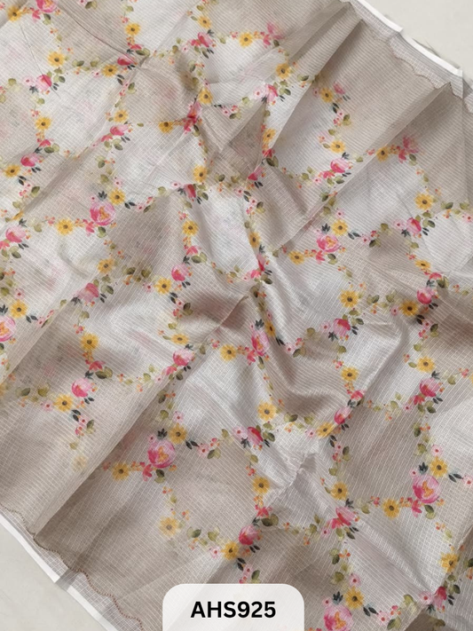 Soft Silk Kota Digital Print Saree With Blouse