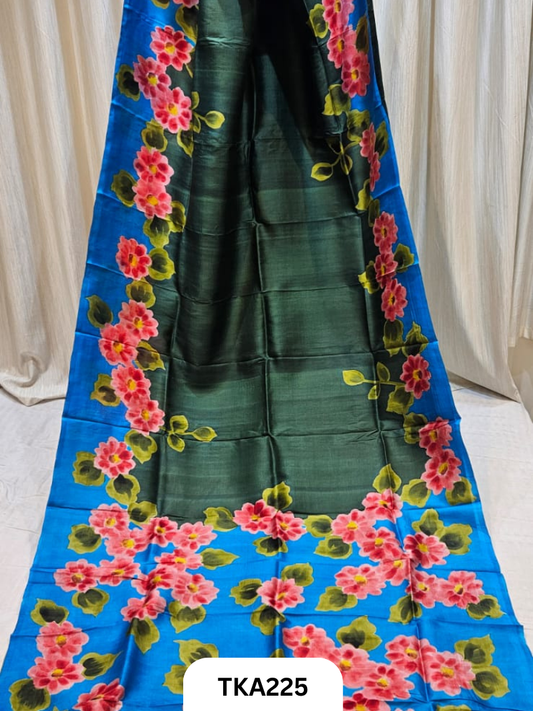Murshidabad Silk Hand Painted Saree