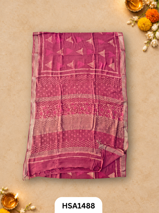 Kalamkari Hand Block Printed Soft Linen With Blouse