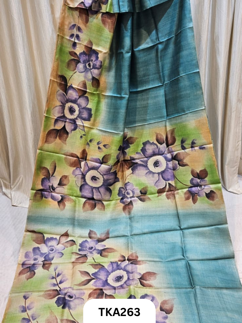 PURE HANDOWEN TUSSAR HAND PAINTED SAREE