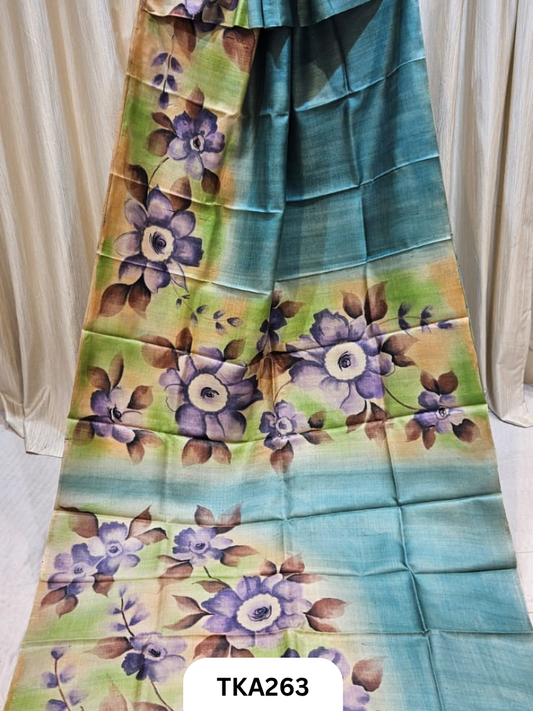 PURE HANDOWEN TUSSAR HAND PAINTED SAREE