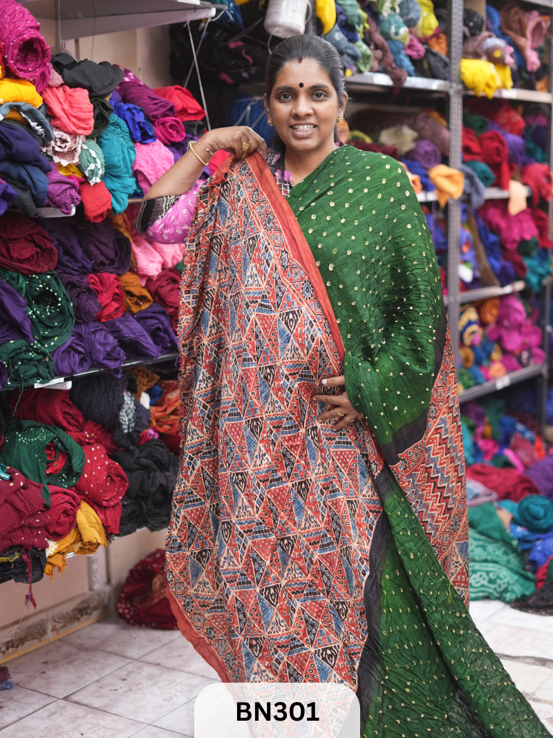 MODAL GAJI - AJRAKH BANDHINI SAREE