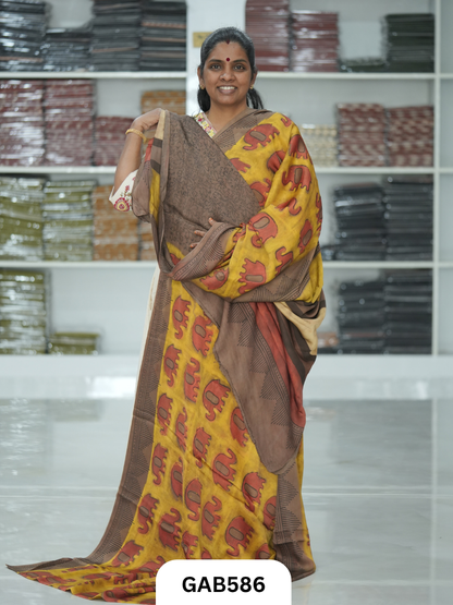 Nashpal & Pomegranate Peel Printed Modal Silk Sarees with blouse