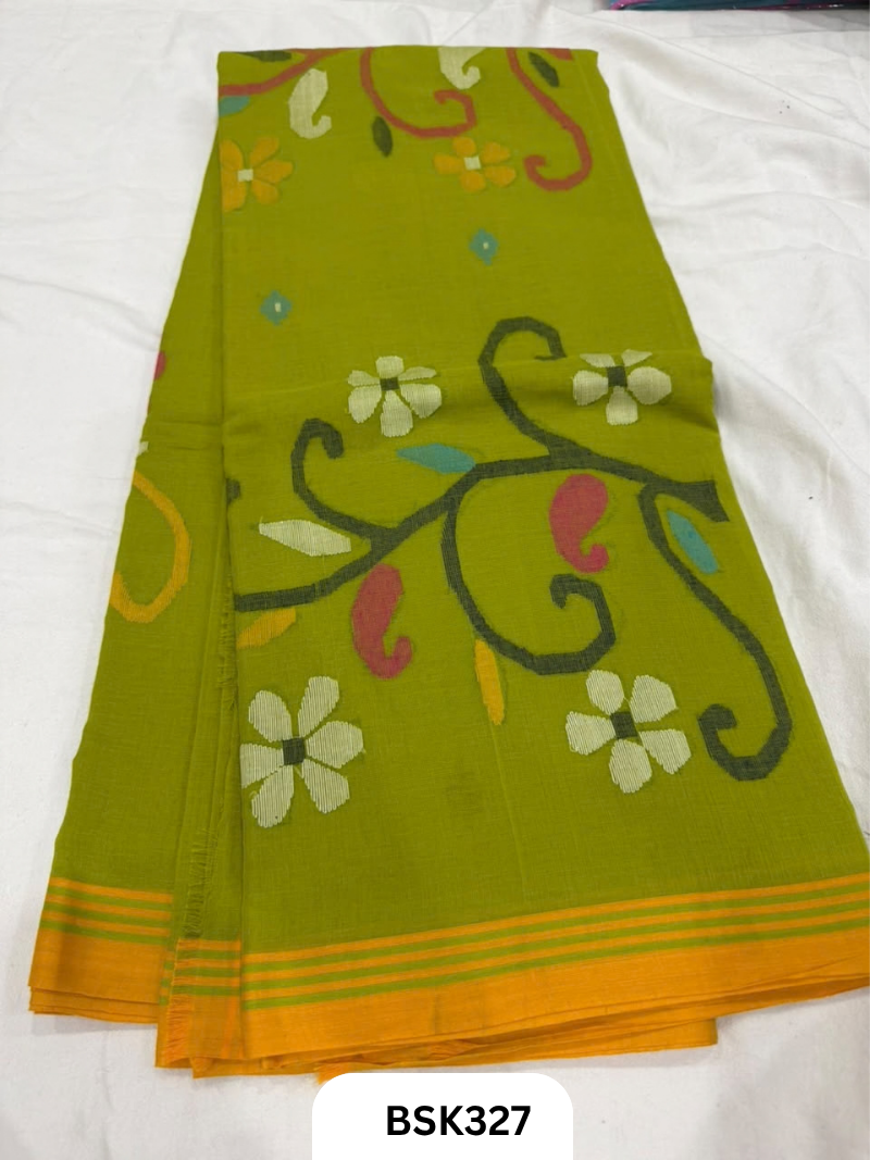 Handloom Pure Mul Cotton With Jamdhani Weave Saree