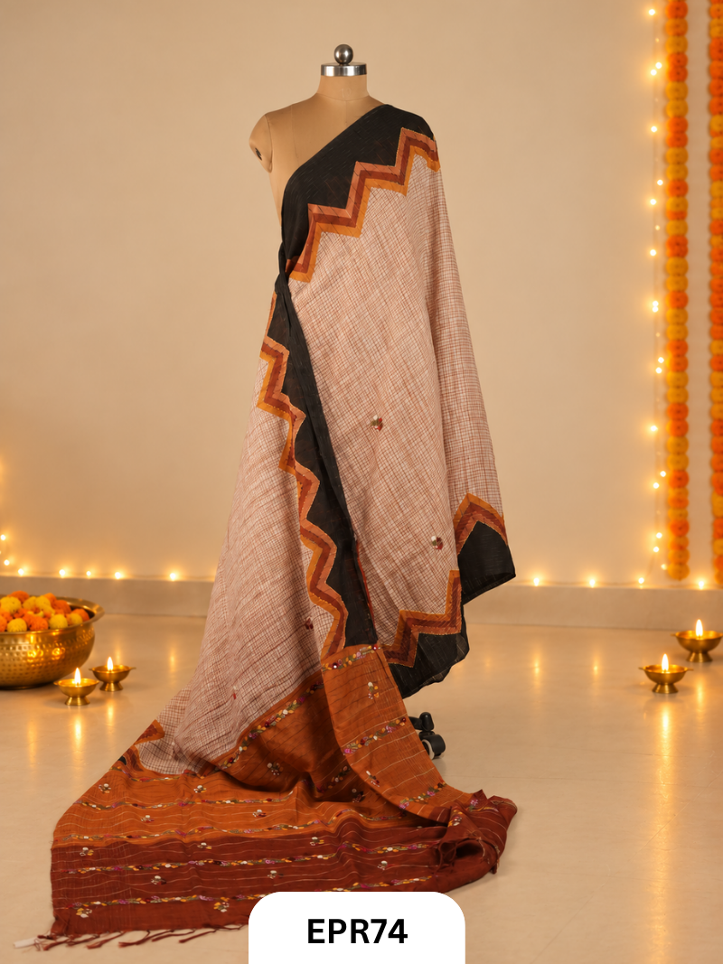 Burberry Checks With Bullion Stitch Saree