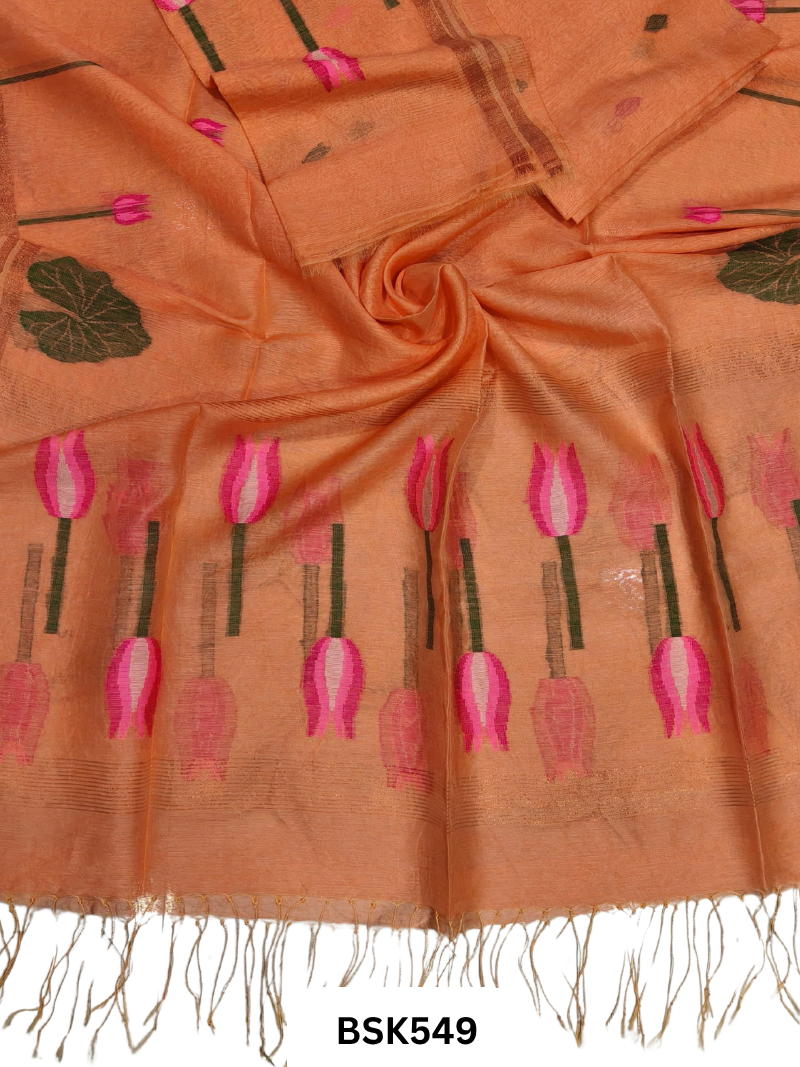 Premium Pure Handloom Linen Silk Salwar  Top 2.7 mtr  Duppata 2.5 mtr
