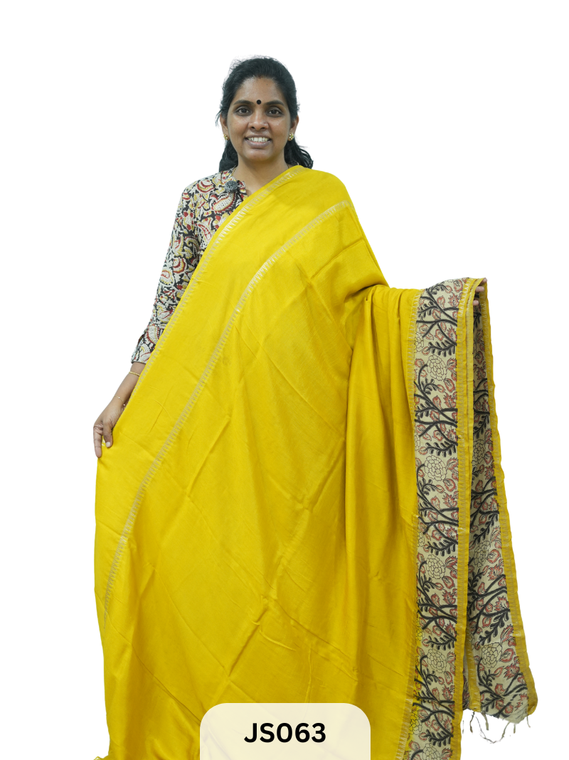 KALAMKARI X MANGALAGIRI FUSION SAREE -  SINGLE BORDER