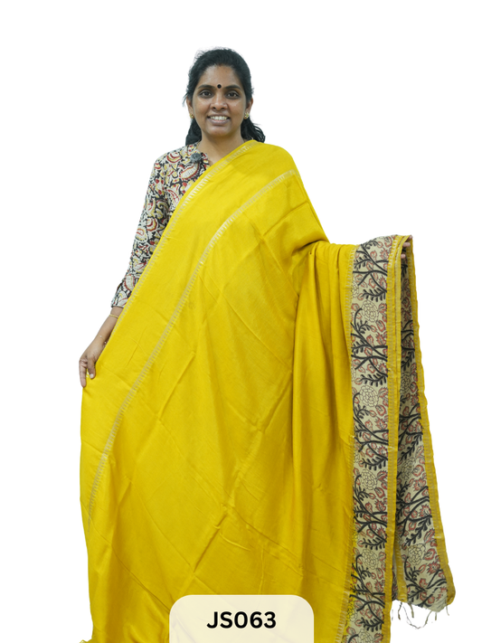 KALAMKARI X MANGALAGIRI FUSION SAREE -  SINGLE BORDER