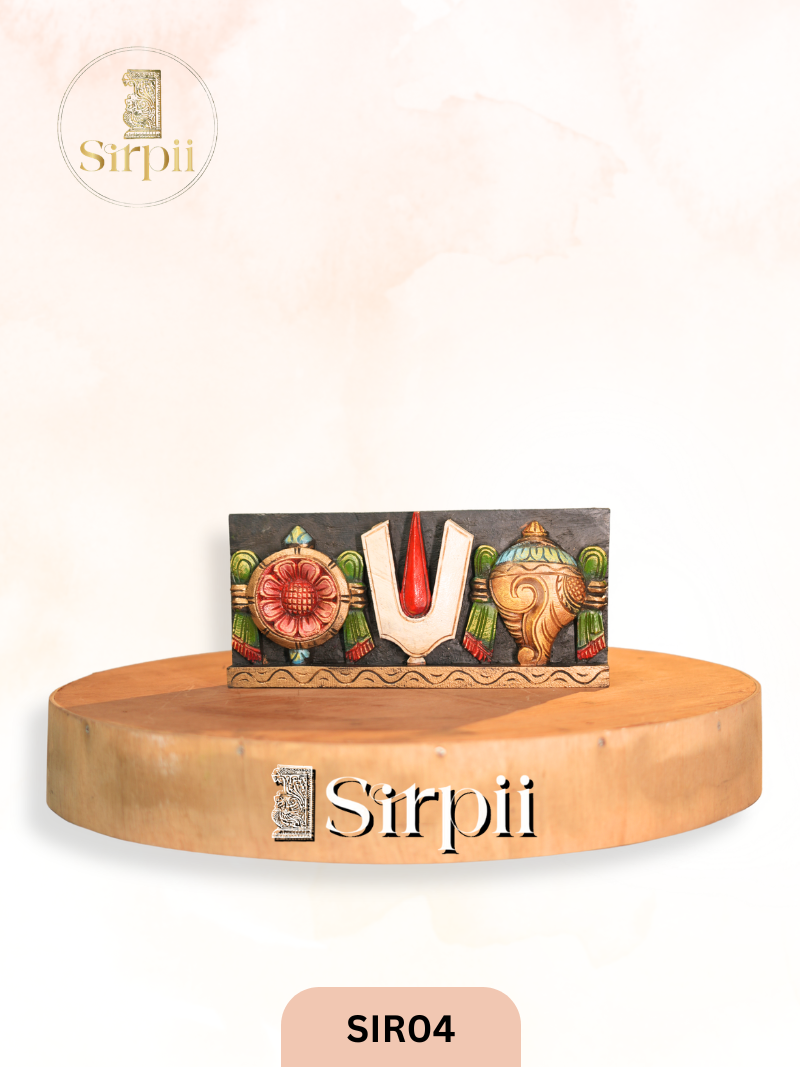 Wooden Vishnu Sanku Chakra NAMAM - Height 6" INCH, WIDTH 13.5"INCH