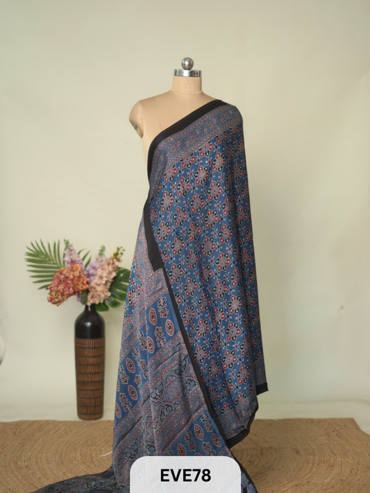 MODAL AJRAKH HANDBLOCK PRINT SAREE