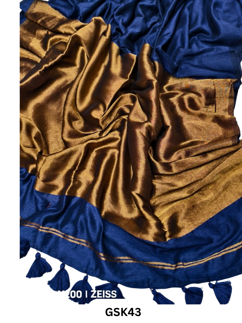 Plain Modal Tissue Saree With Blouse piece