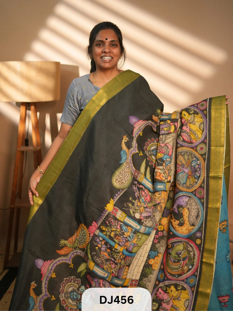 CHENNURI SILK SAREE WITH PEN KALAMKARI ART WORK