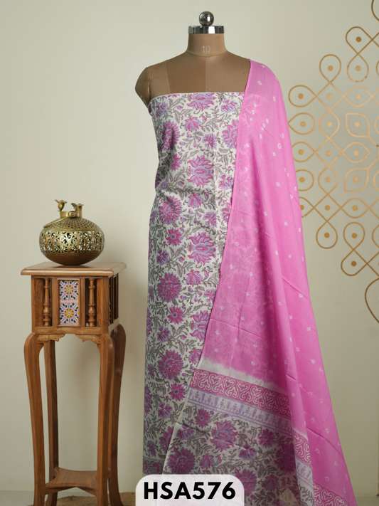 Jaipur Handblock Mulcotton 3 Pcs Salwar Set