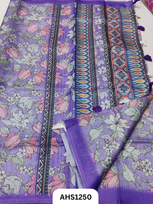 Soft Silk Kota Digital Print Saree With Blouse