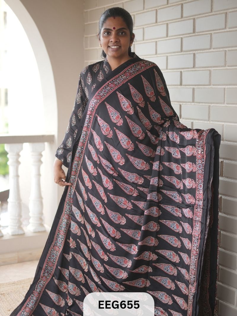 AJRAKH MODAL SAREE - JACKPOT