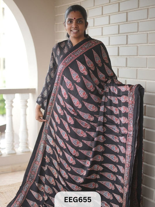 AJRAKH MODAL SAREE - JACKPOT