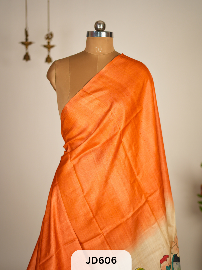 MURSHIDABAD HAND BATIK PAINTED SILK SAREE