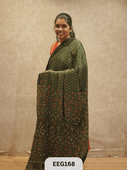 AJRAKH MODAL SAREE WITH MIRROR