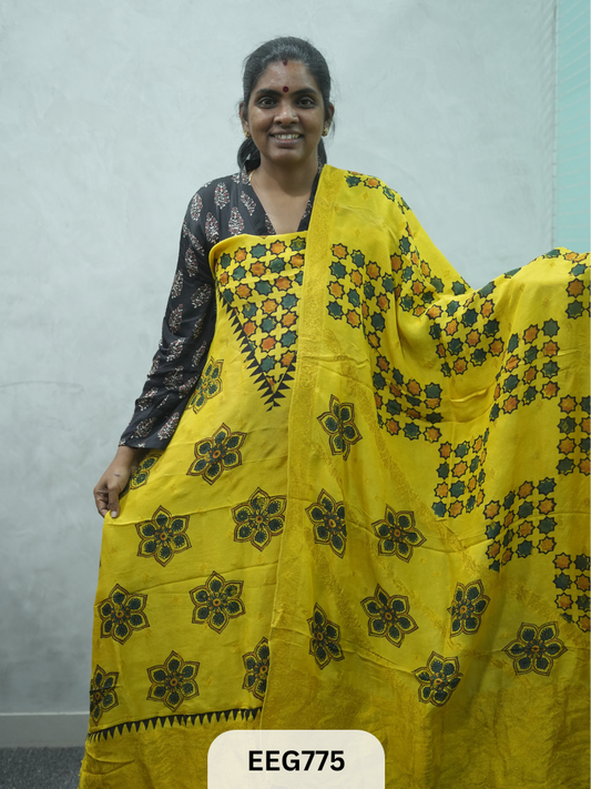 AJRAKH DOLA SILK 2 PCS-UNSTITCHED ( TOP 3.5MTR AND DUPPATA 2.25MTR )