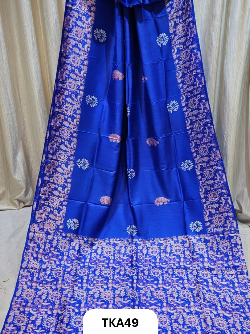 Pure Bishnupuri Silk Dual Shade Handblock