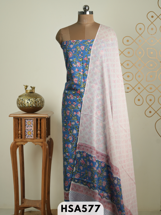 Jaipur Handblock Mulcotton 3 Pcs Salwar Set