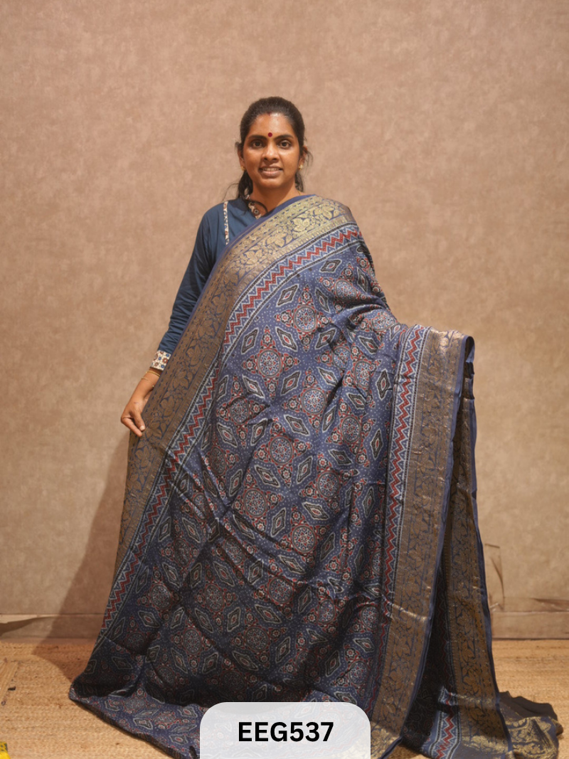 AJRAKH DOLA SILK SAREE
