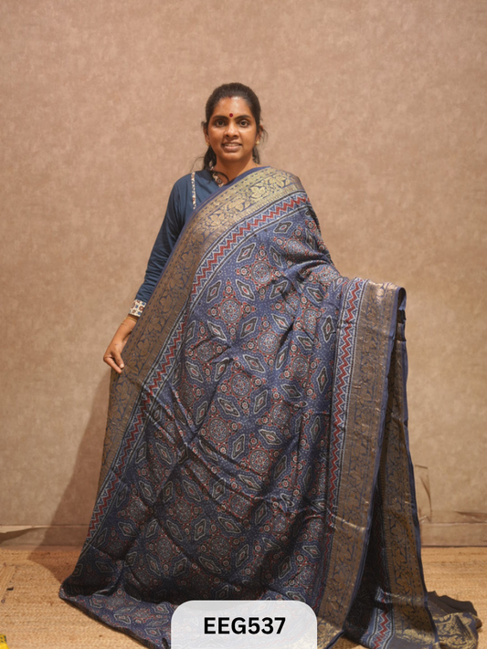 AJRAKH DOLA SILK SAREE
