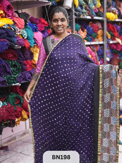 AJRAKH BANDHEJ WITH SKIRT BORDER SAREES | MODAL GAJI FABRIC