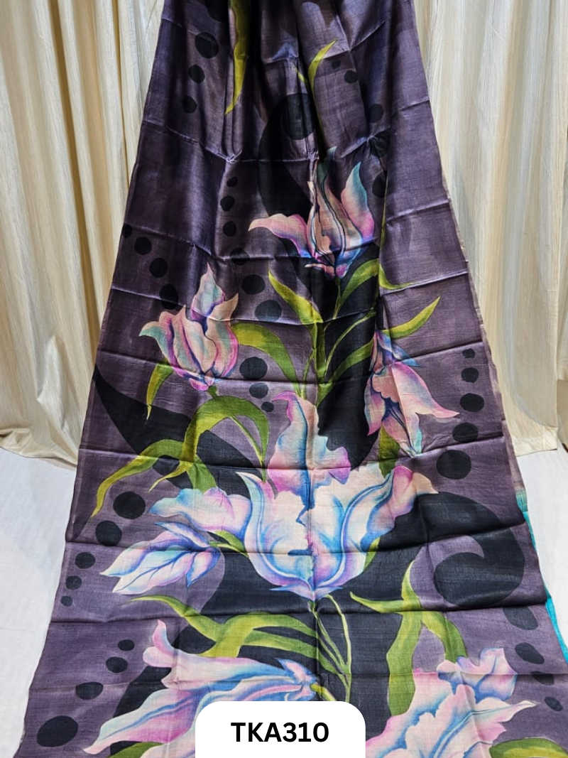 PURE HANDOWEN TUSSAR HAND PAINTED SAREE