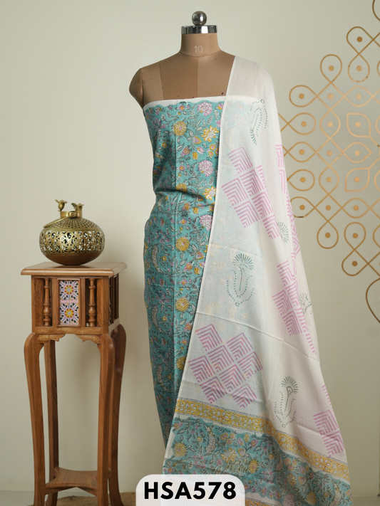 Jaipur Handblock Mulcotton 3 Pcs Salwar Set
