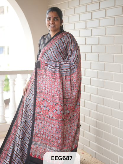 AJRAKH MODAL SAREE - JACKPOT
