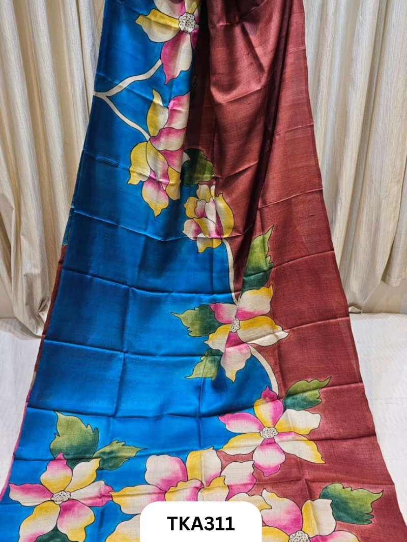 PURE HANDOWEN TUSSAR HAND PAINTED SAREE