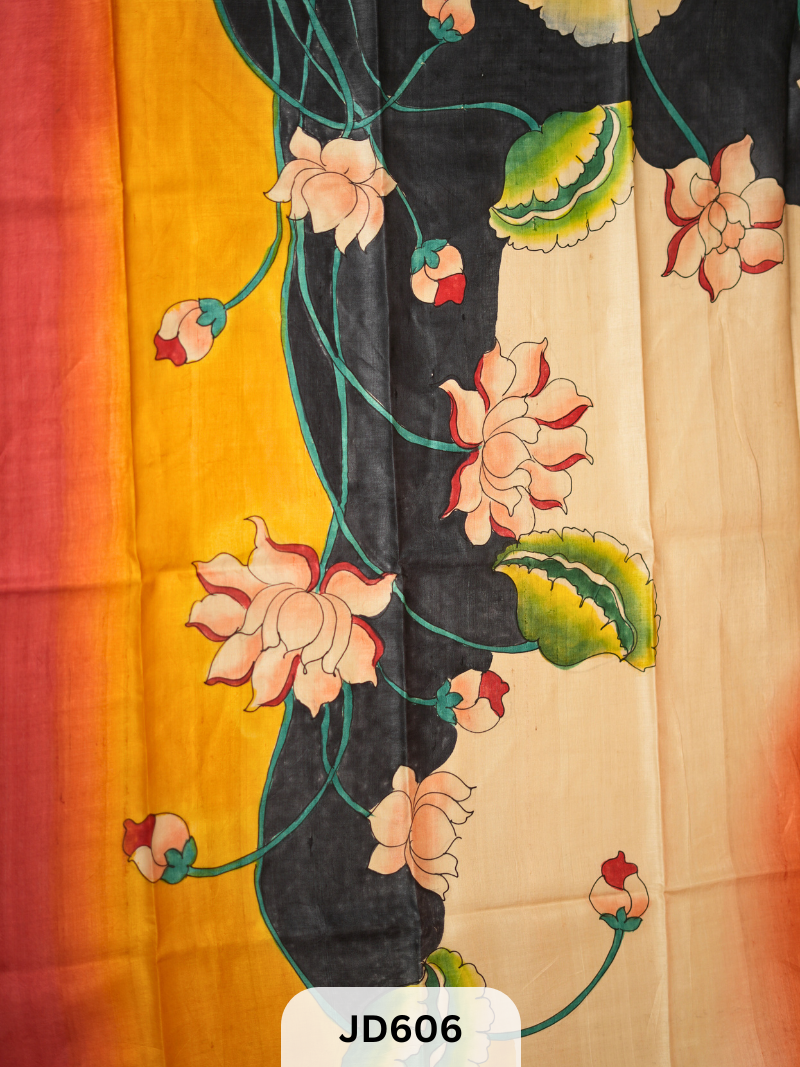 MURSHIDABAD HAND BATIK PAINTED SILK SAREE
