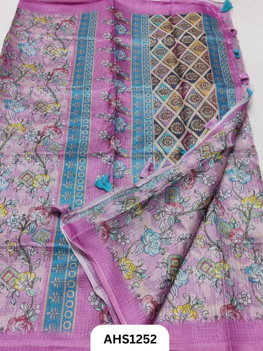 Soft Silk Kota Digital Print Saree With Blouse
