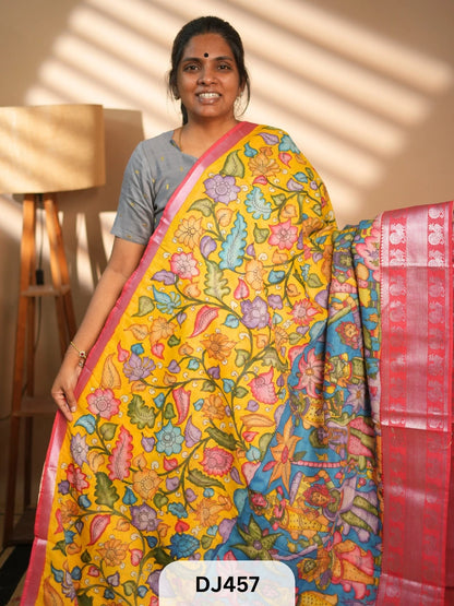 CHENNURI SILK SAREE WITH PEN KALAMKARI ART WORK