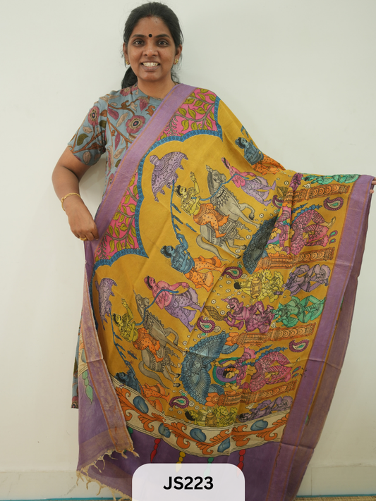 PEN KALAMKARI CHENNURI SILK DUPATTA