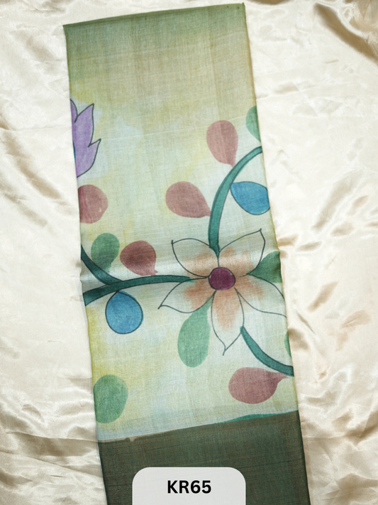 PURE TUSSAR SILK WITH ZARI HAND PAINTED